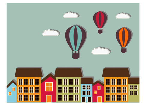 Kolorowe domy i balony
