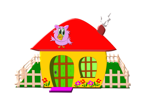 Casa colorata con giardino