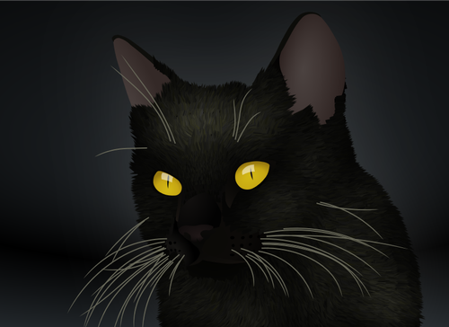 Vektor ClipArt-bilder av svart katt med gula Ã¶gon