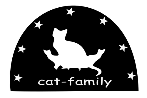 Grafik av katt familj logotyp i svartvitt