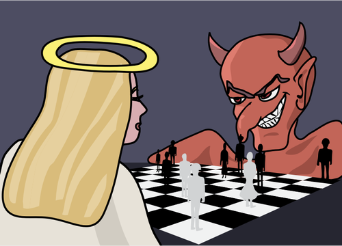 Juego de ajedrez de demonio vs Ãngel