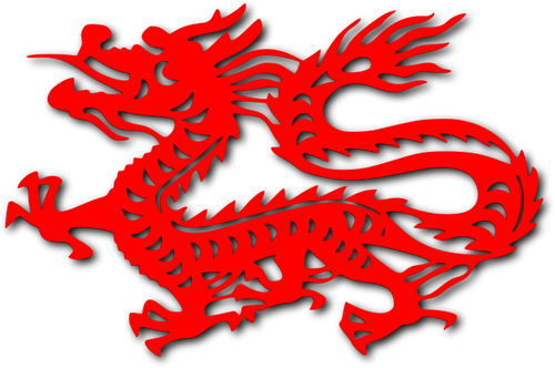 Vektorritning av rÃ¶da kinesiska draken avtryck