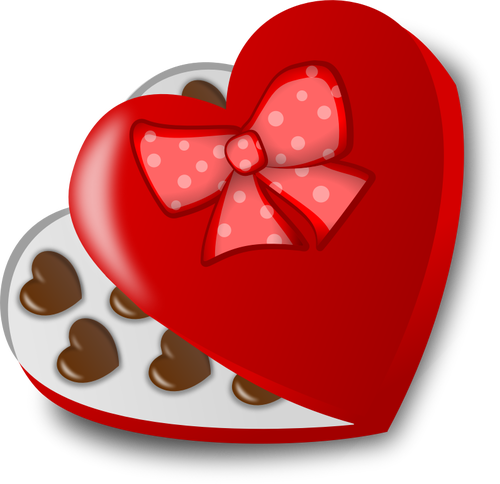 In forma de inima caseta de ilustrare de vector bomboane de ciocolatÄƒ