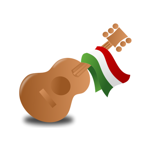 Vector illustration of guitar and flag on it