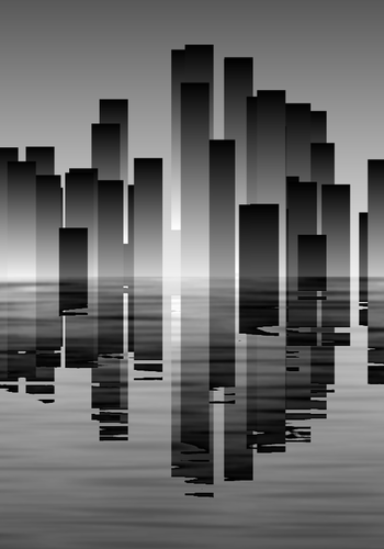 City-Skyline-Reflexion-Vektor-Bild