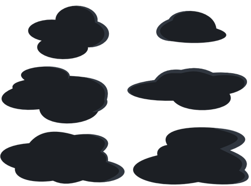 Dark grey clouds set vector clip art