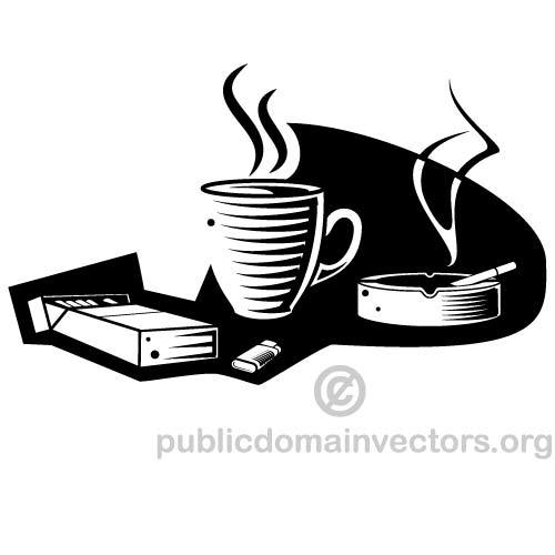 IlustraÃ§Ã£o do vetor de cafÃ© e cigarros