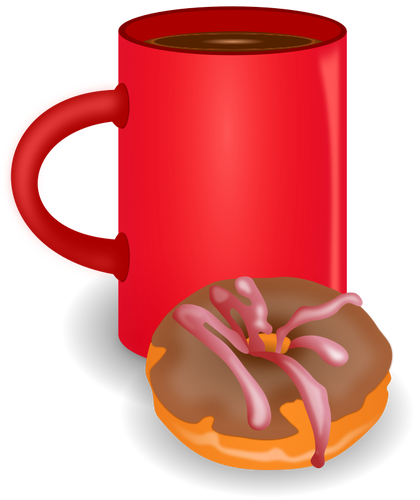 Desenho vetorial de cafÃ© e rosquinhas