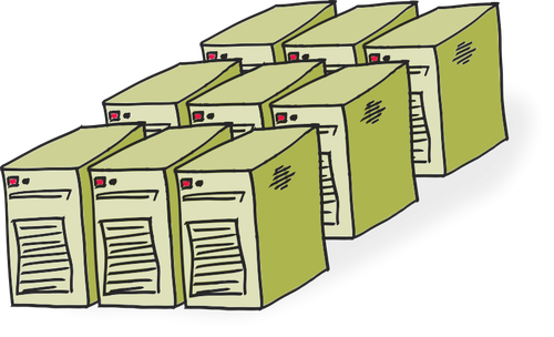 Strip-stijl servers vector illustratie