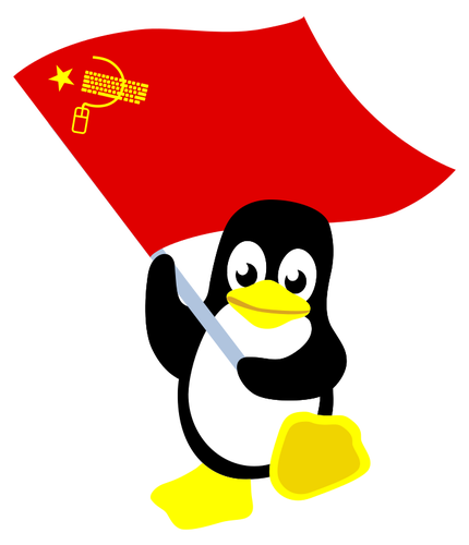 Pinguin cu steagul roÅŸu