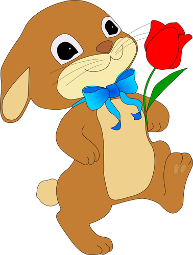 Kaninchen mit rote Blume