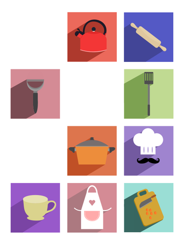 Wektor rysunek z naczynia do gotowania i dÅ‚ugi cieÅ„ ikony
