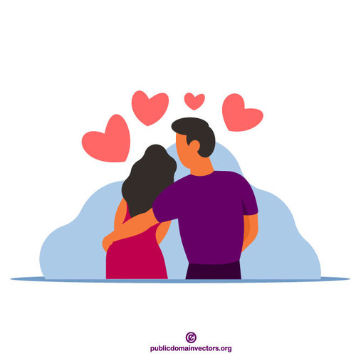Pria dan wanita dalam ilustrasi cinta