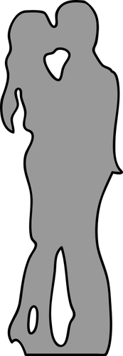 Afbeelding van grijze silhouet van het jonge paar kussen