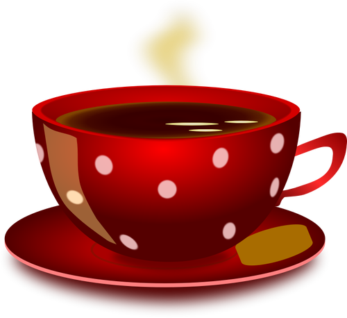 Czerwona herbata wypryskami filiÅ¼anka z talerzykiem i cookie clip art wektor