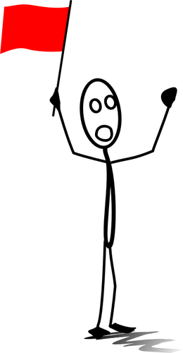 Linje mann med rÃ¸dt flagg vector illustrasjon
