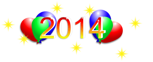 Heureuse nouvelle annÃ©e 2014 avec dessin vectoriel de ballons