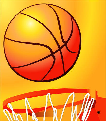 Basketball om Ã¥ gÃ¥ inn en basketball hoop vektorgrafikken
