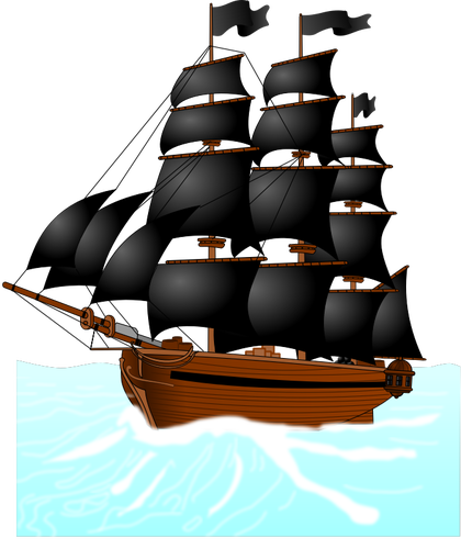 GrÃ¡ficos vetoriais de veleiro grande pirata no mar indisciplinado