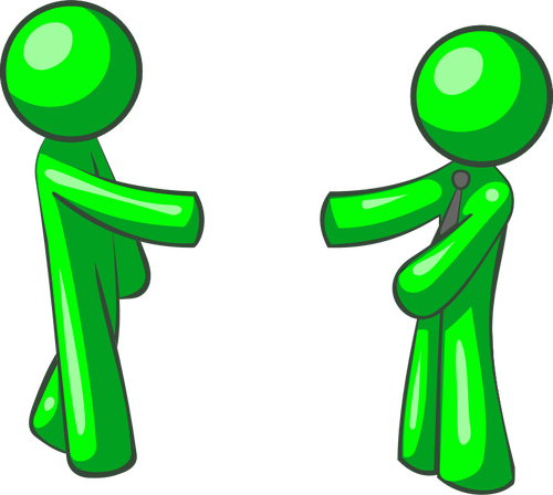 Illustration vectorielle des figures verts se serrant la main