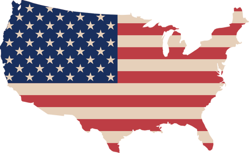 USA karta och flagga