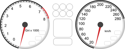Vektortegning bil dashbord turteller og speedometer