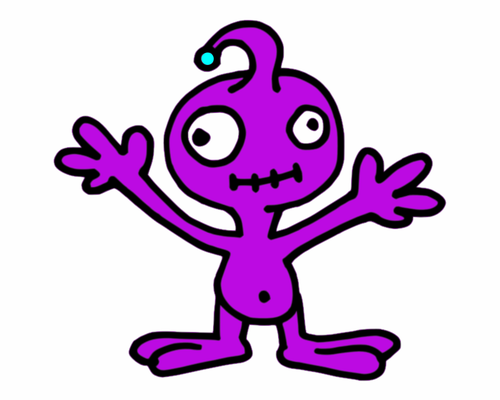 Vector clip art of little purple alien character