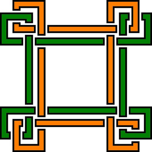 Square pattern with green and orange lines vector image