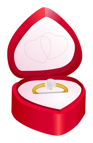 Vector de la imagen del diamante del anillo en corazÃ³n caja forma