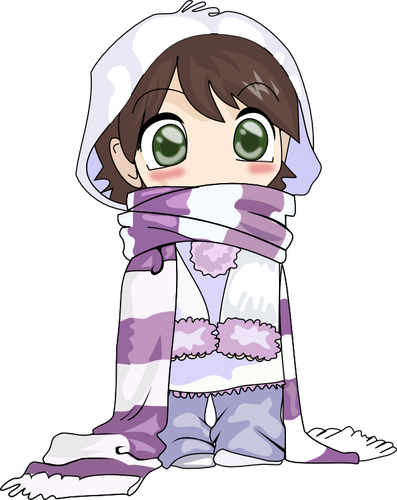 GrÃ¡ficos vectoriales Anime infantil en ropa de invierno