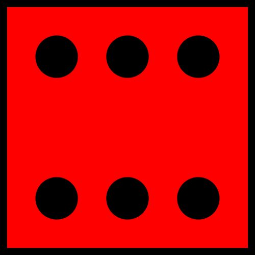 Sechs Punkte auf rotem Hintergrund