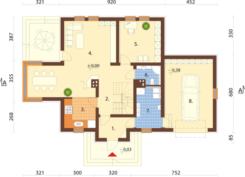 GrÃ¡ficos vectoriales del plan arquitectÃ³nico de la casa de un dormitorio