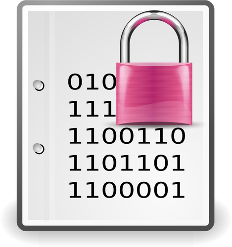 Krypterat dokument rosa ikonen vektor ClipArt
