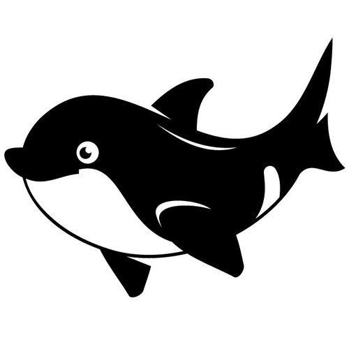 Silhouette Dolphin in bianco e nero