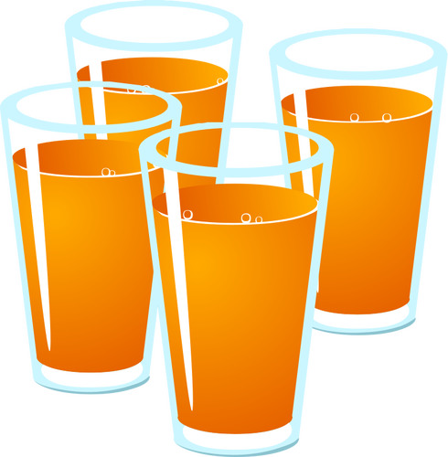 Vektor illustration av fyra glas fÃ¤rskpressad juice
