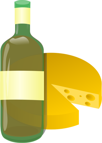 Grafica vettoriale di icona vino e formaggio bianca