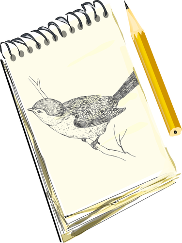 Skizzenblock Zeichnung eines Vogels auf einem pad