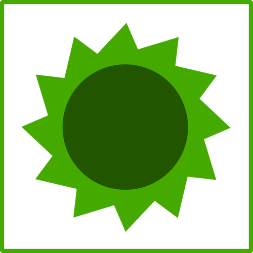 Vector illustration of eco green sun icon with thin border