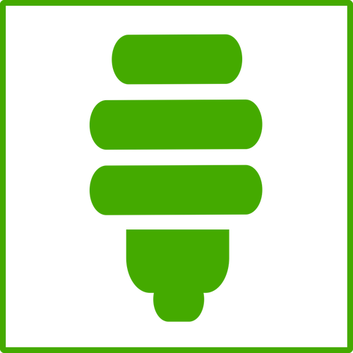 Dibujo de eco luz verde icono bombilla con borde fino vectorial
