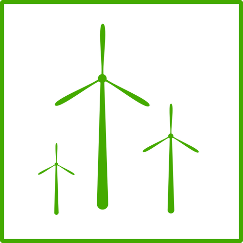 Vektorgrafikken Ã¸ko grÃ¸nne vinden energi ikon med tynn ramme