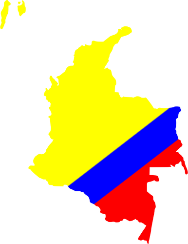 Kolombia peta dalam warna bendera nasional