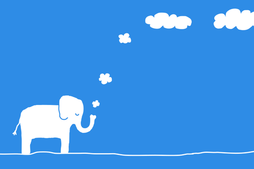 Vektor Klipart slon foukÃ¡ mraky