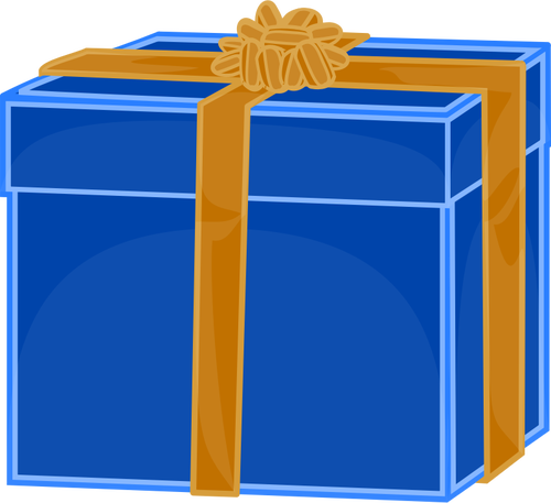 Vector afbeelding van blauwe geschenkdoos met gouden lint