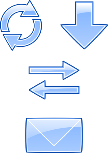 Lucido e blu e-mail e internet icone vettoriali ClipArt