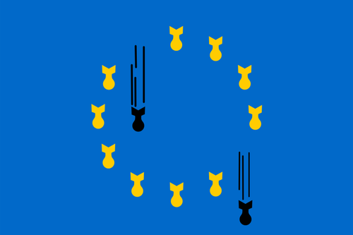 Grafika wektorowa z flagÄ… UE z bomby zamiast strars