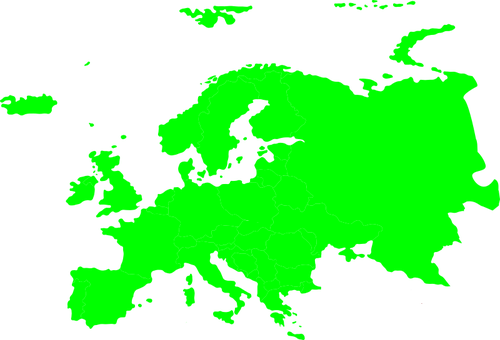 Silhueta verde do mapa da Europa