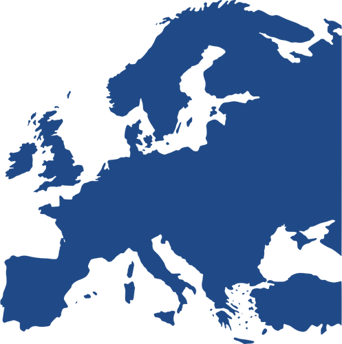 Mapa Europy w ciemno niebieski kolor