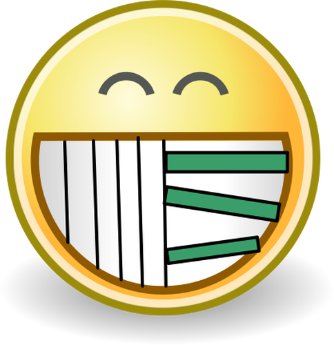 Male smiley con disegno vettoriale di denti pianoforte