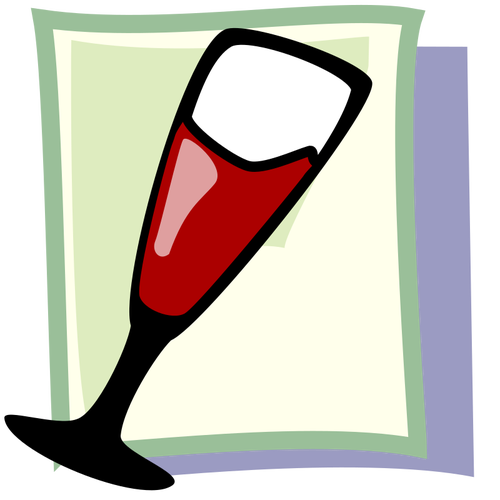 Vidrio de vino rojo inclinado vector clip art