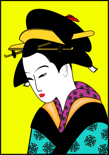VektÃ¶r gÃ¶rÃ¼ntÃ¼ renk kimono Japon kadÄ±n